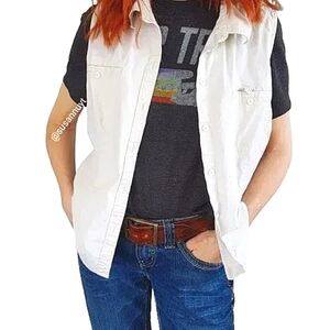 Sleeveless Khaki Shirt Vest ♥️